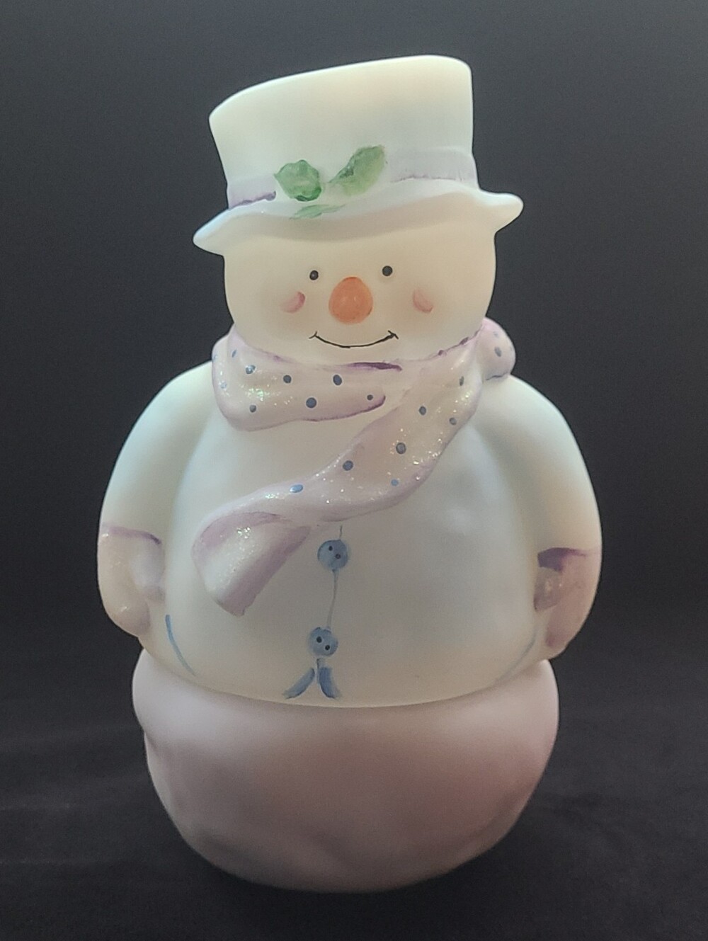 Fenton Snowman Fairy Lamp